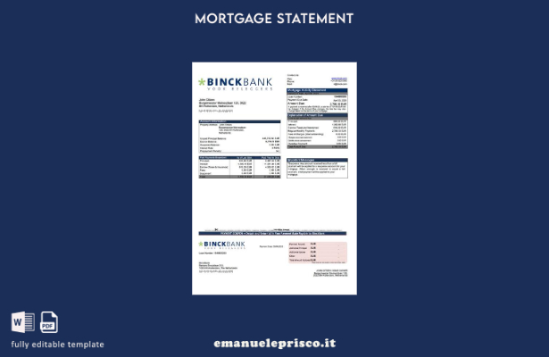 stile verificato Modello di estratto conto mutuo BinckBank Paesi Bassi Modello W